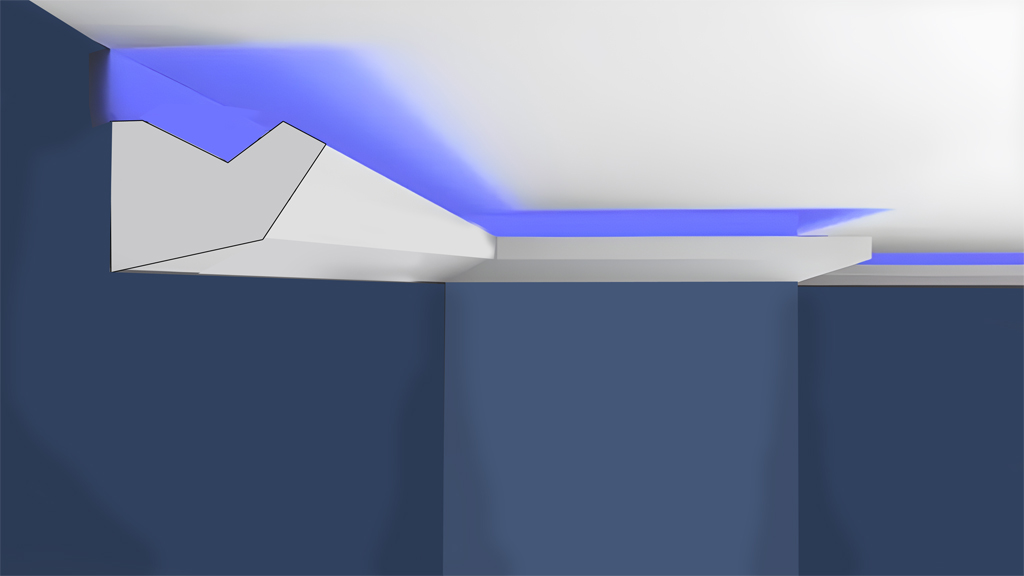 Modelo L9 de moldura con corte LED para luz indirecta Moldurama MX