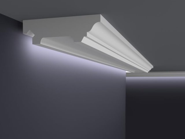 Moldura con corte LED para combinar iluminación indirecta y decoración en plafones