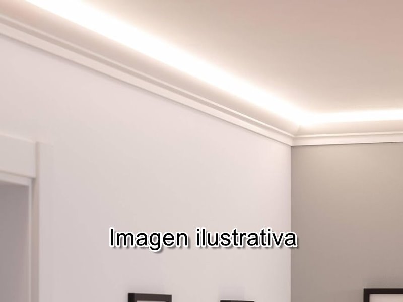 Moldura LED de unicel para iluminación indirecta en muro y techo