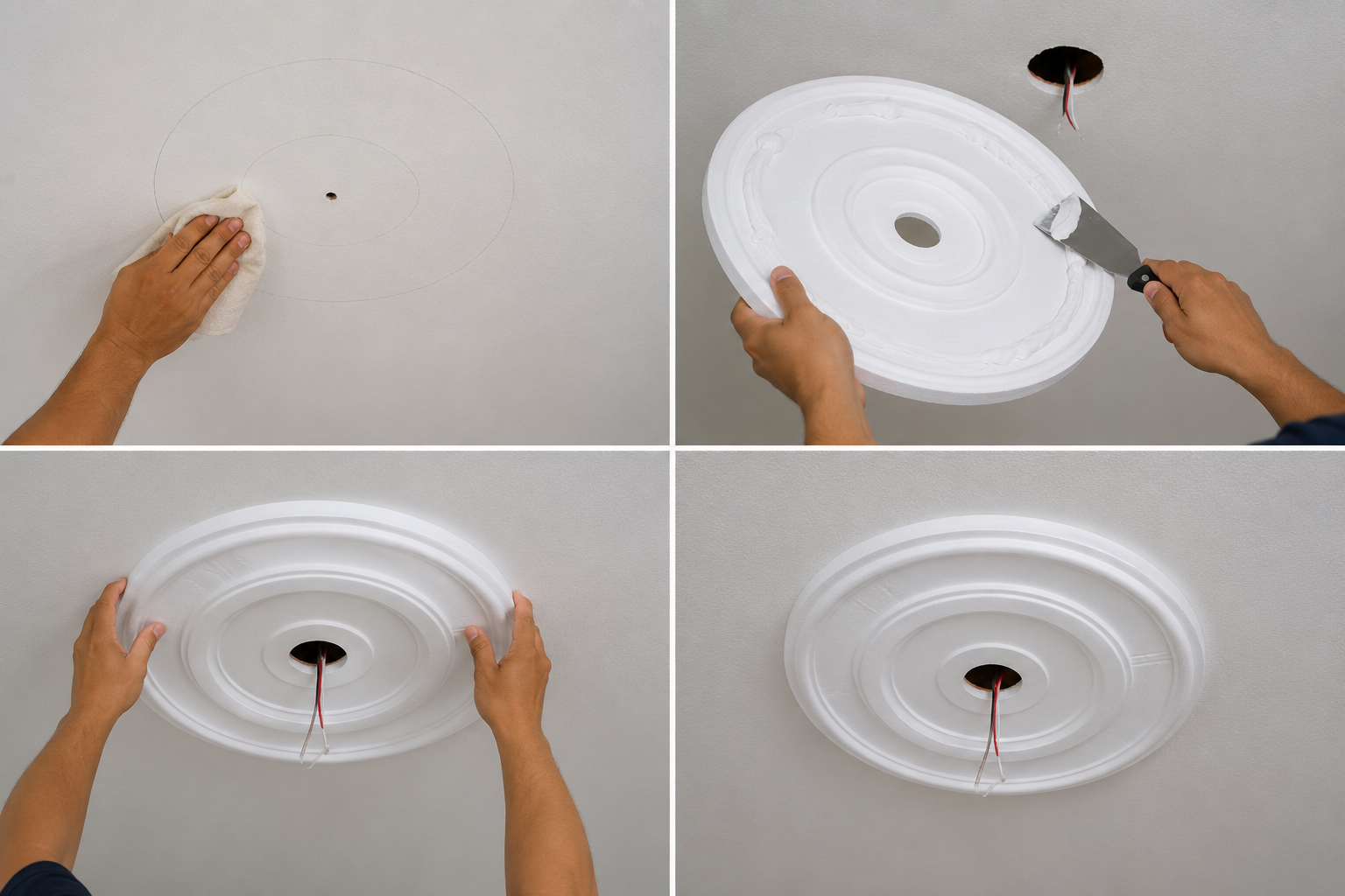 Cómo pegar un rosetón de unicel en techo antes de pintar